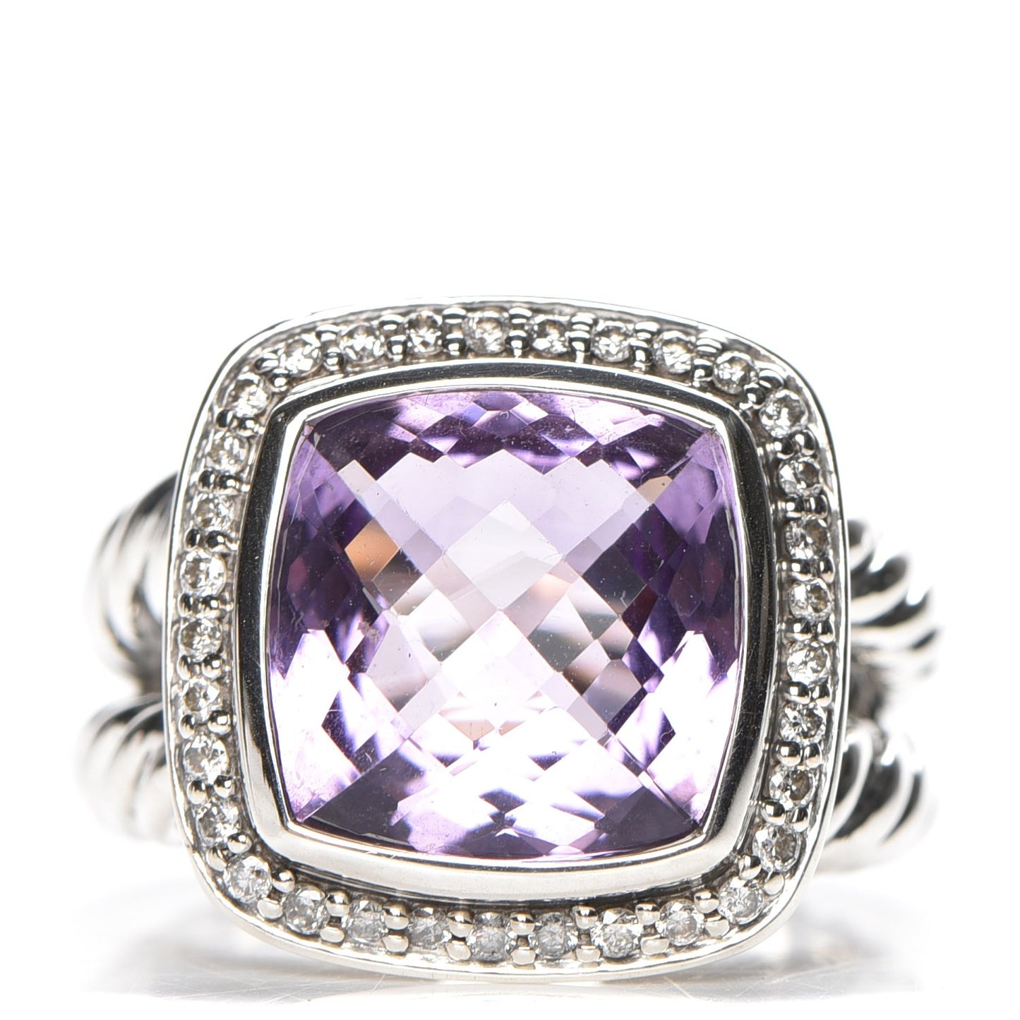 Sterling Silver Diamond Amethyst 11mm Albion Ring 51.5 6