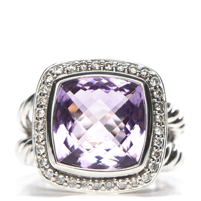 David Yurman Sterling Silver Diamond Amethyst 11mm Albion Ring 51.5 6 1 of 6