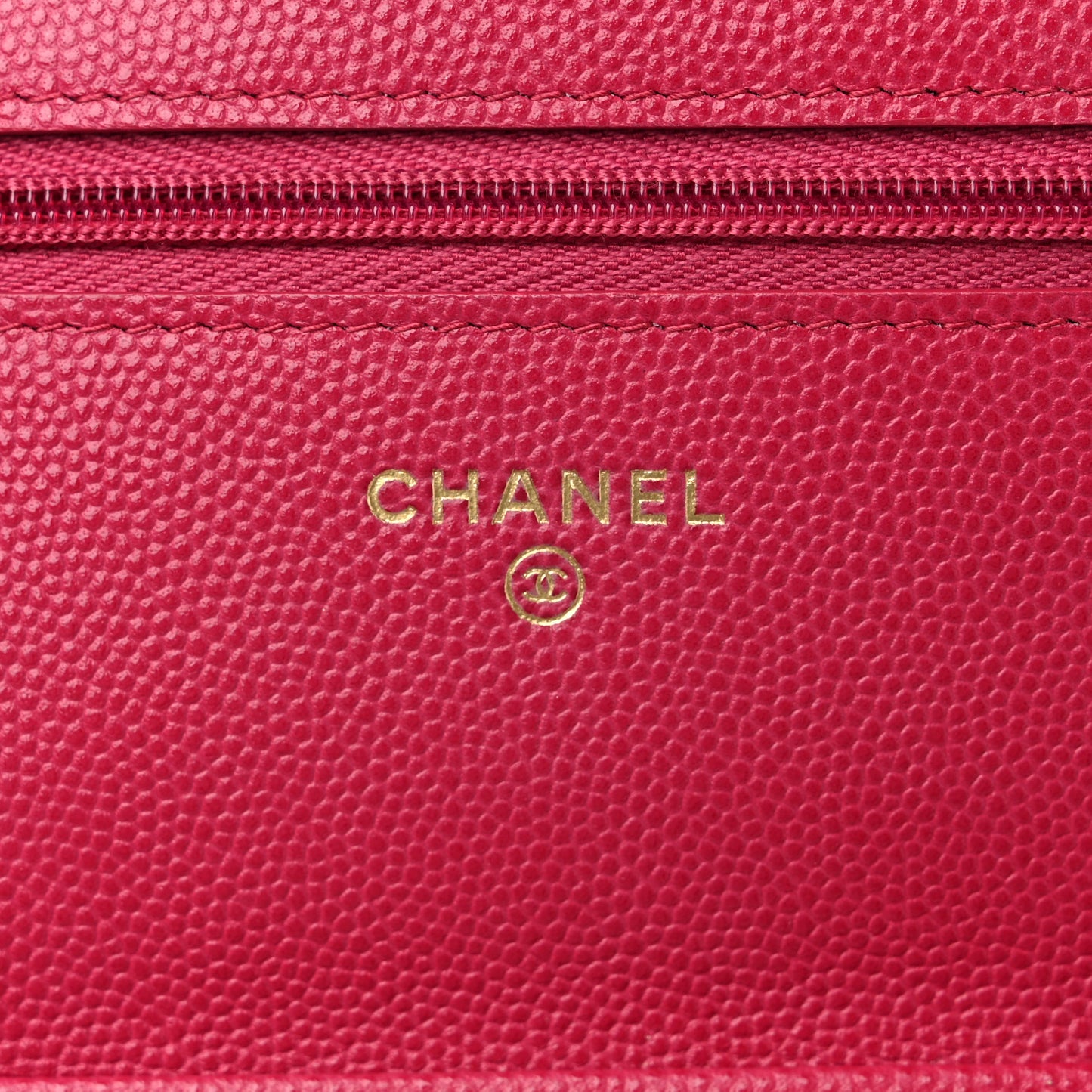 Caviar Quilted Wallet on Chain WOC Dark Pink