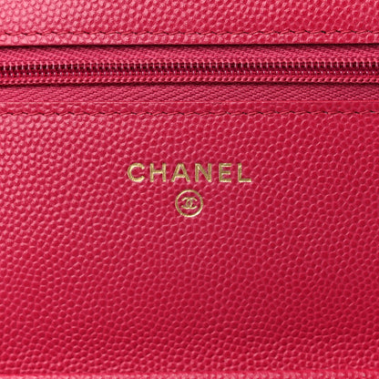 Chanel Caviar Quilted Wallet on Chain WOC Dark Pink 5 of 10