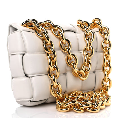 Bottega Veneta Lambskin Maxi Intreccio Padded Chain Cassette Crossbody Bag Chalk 3 of 9