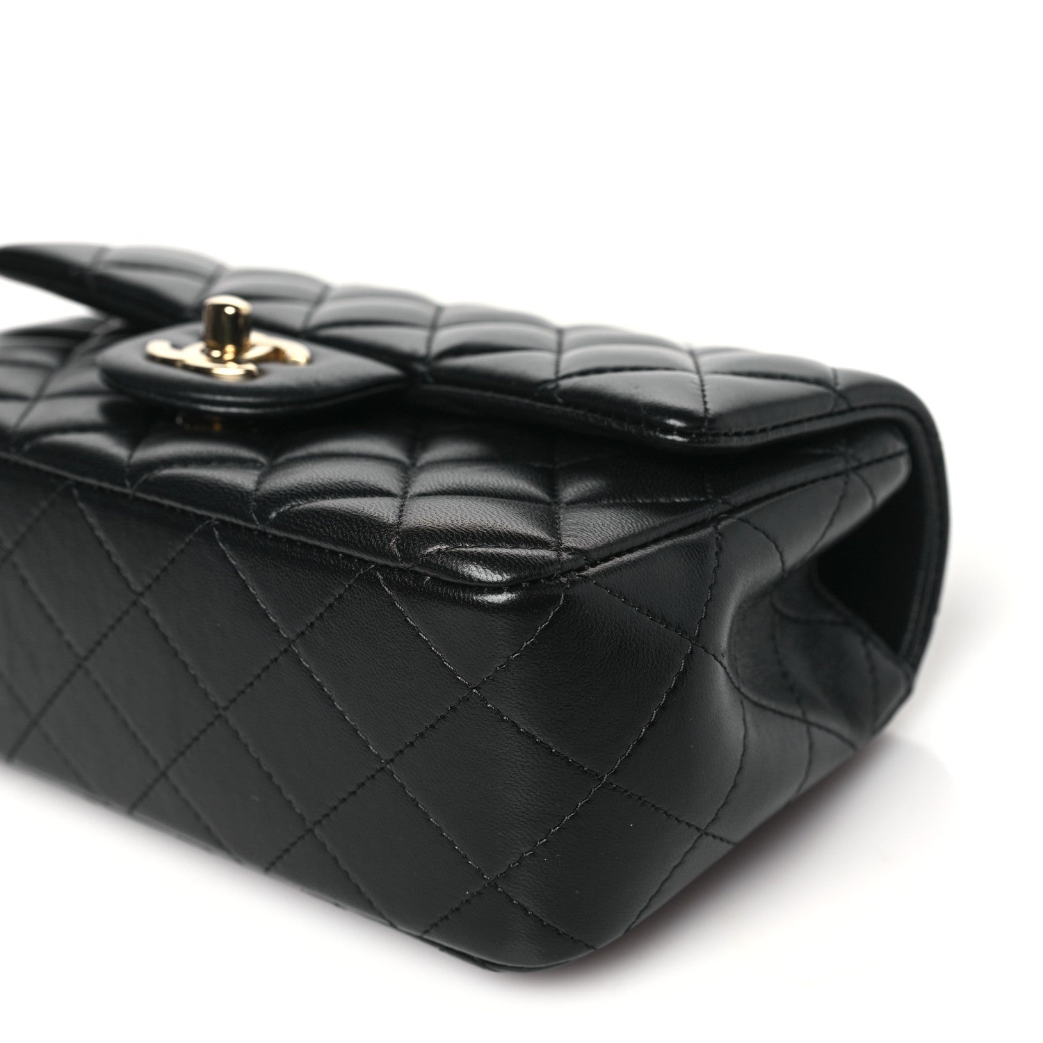 Chanel Lambskin Quilted Mini Top Handle Rectangular Flap Black 10 of 11