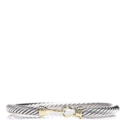 David Yurman Sterling Silver 14K Yellow Gold 5mm Cable Classic Buckle Bracelet 1 of 6
