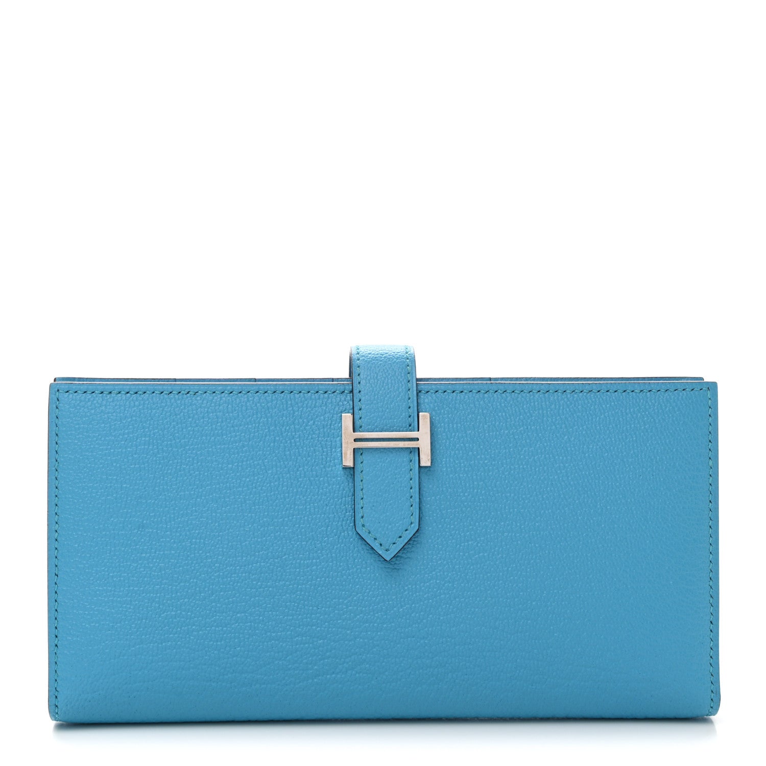 Hermes Chevre Mysore Bearn Gusset Wallet Bleu Azteque 1 of 8