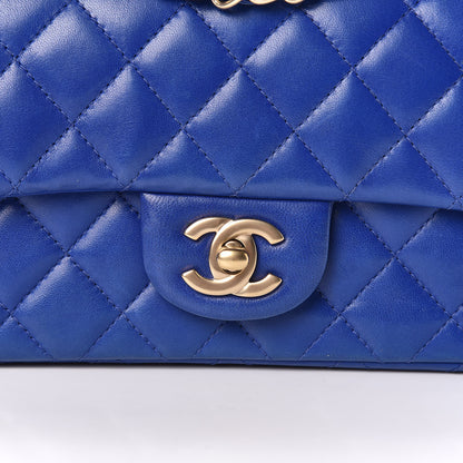 Chanel Lambskin Quilted Mini Rectangular Flap Dark Blue 13 of 14