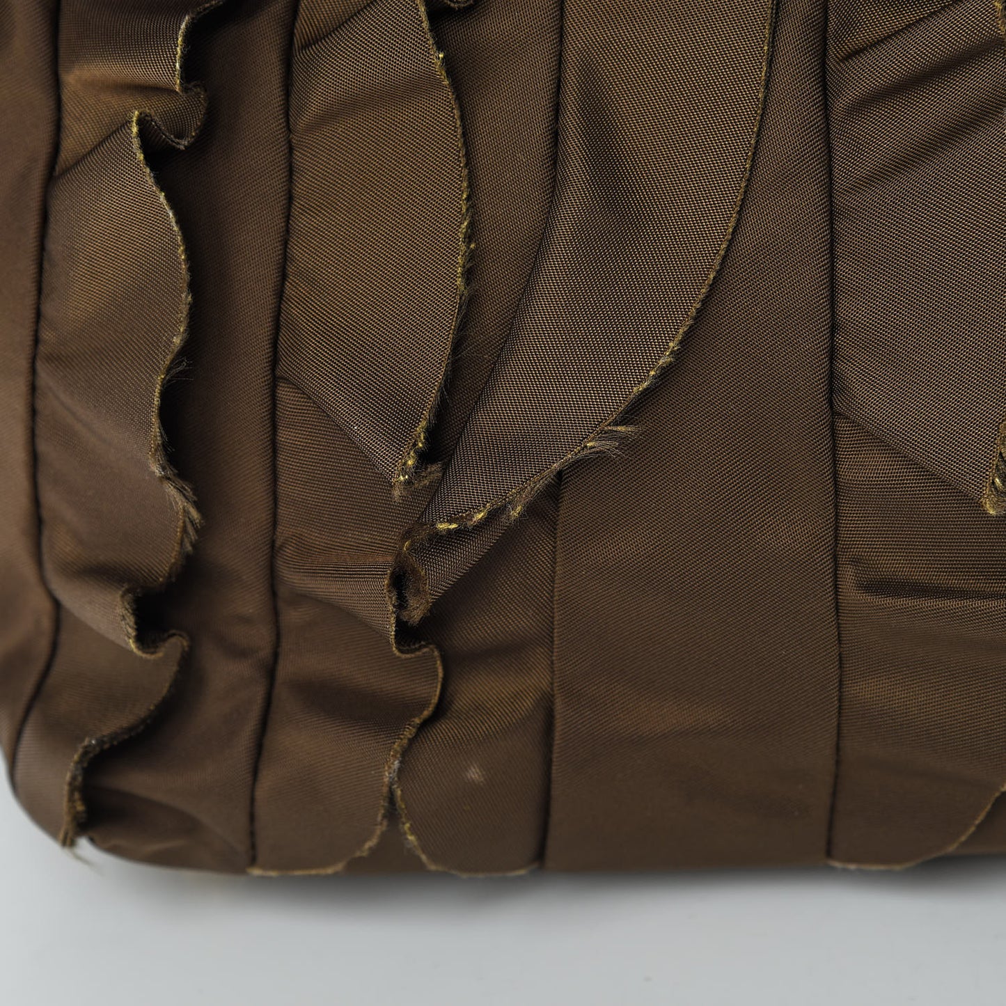 Tessuto Nylon Ruffle Tote Brown