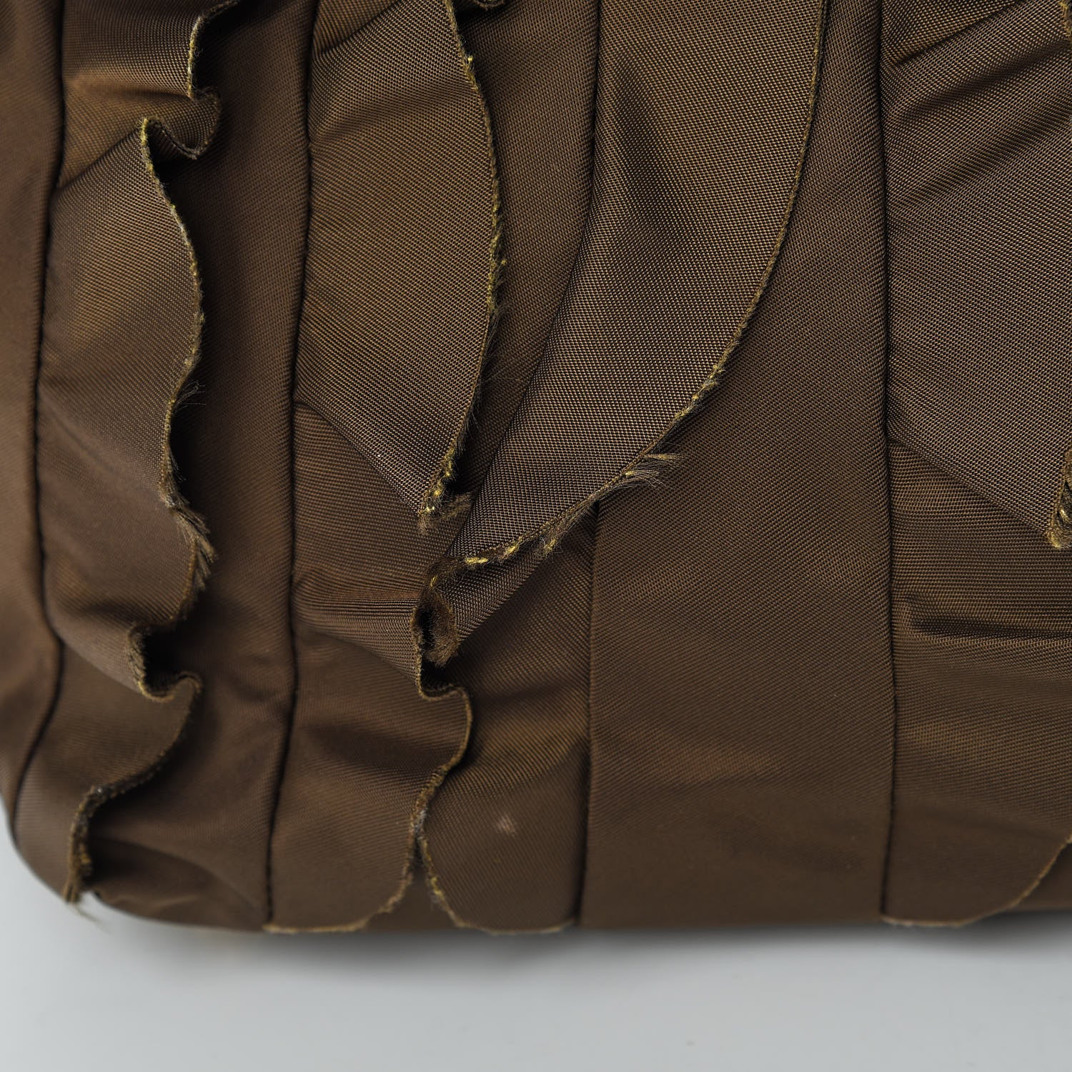Prada Tessuto Nylon Ruffle Tote Brown 17 of 17
