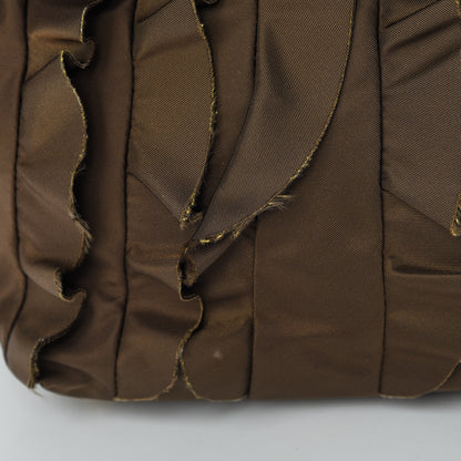 Prada Tessuto Nylon Ruffle Tote Brown 17 of 17