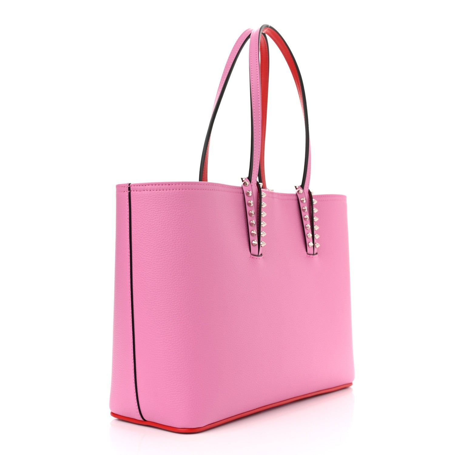 Christian Louboutin Calfskin Empire Spikes Small East West Cabata Tote Pink 4 of 11