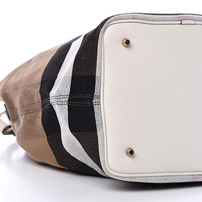 Burberry Canvas Mega Check Medium Ashby Hobo White 9 of 11