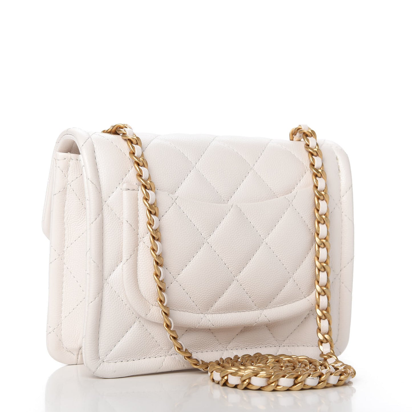 Caviar Quilted Mini Sweet Classic Flap White