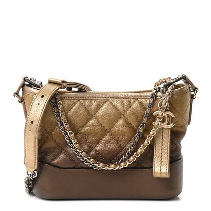 Chanel Metallic Goatskin Quilted Small Gabrielle Hobo Gold Bronze 1 of 10