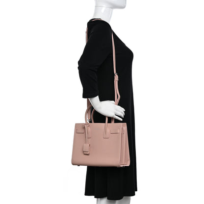 Saint Laurent Grained Calfskin Topstich Baby Sac De Jour Antique Rose 2 of 17