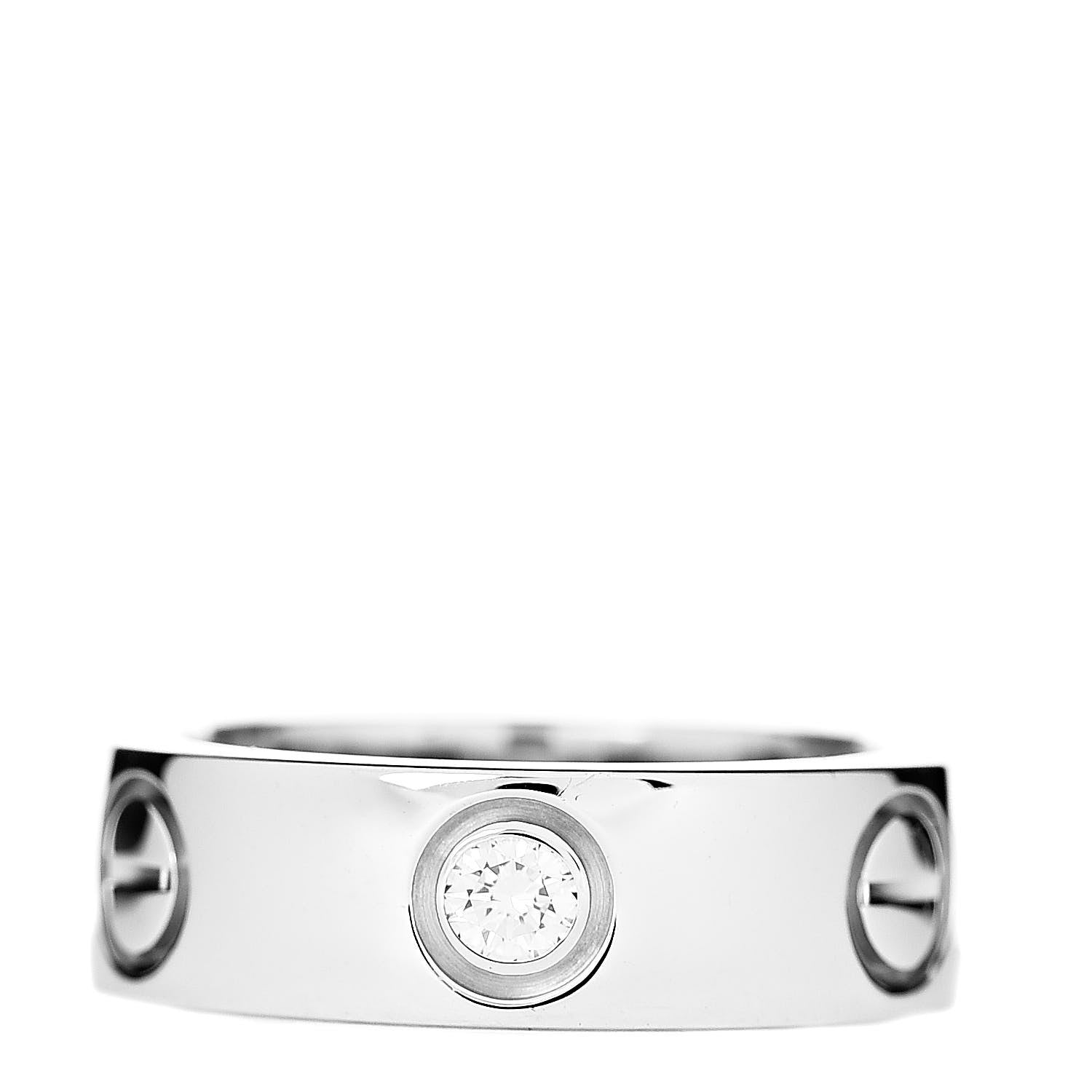 Cartier 18K White Gold 3 Diamond 5.5mm LOVE Ring 47 4 3 of 4