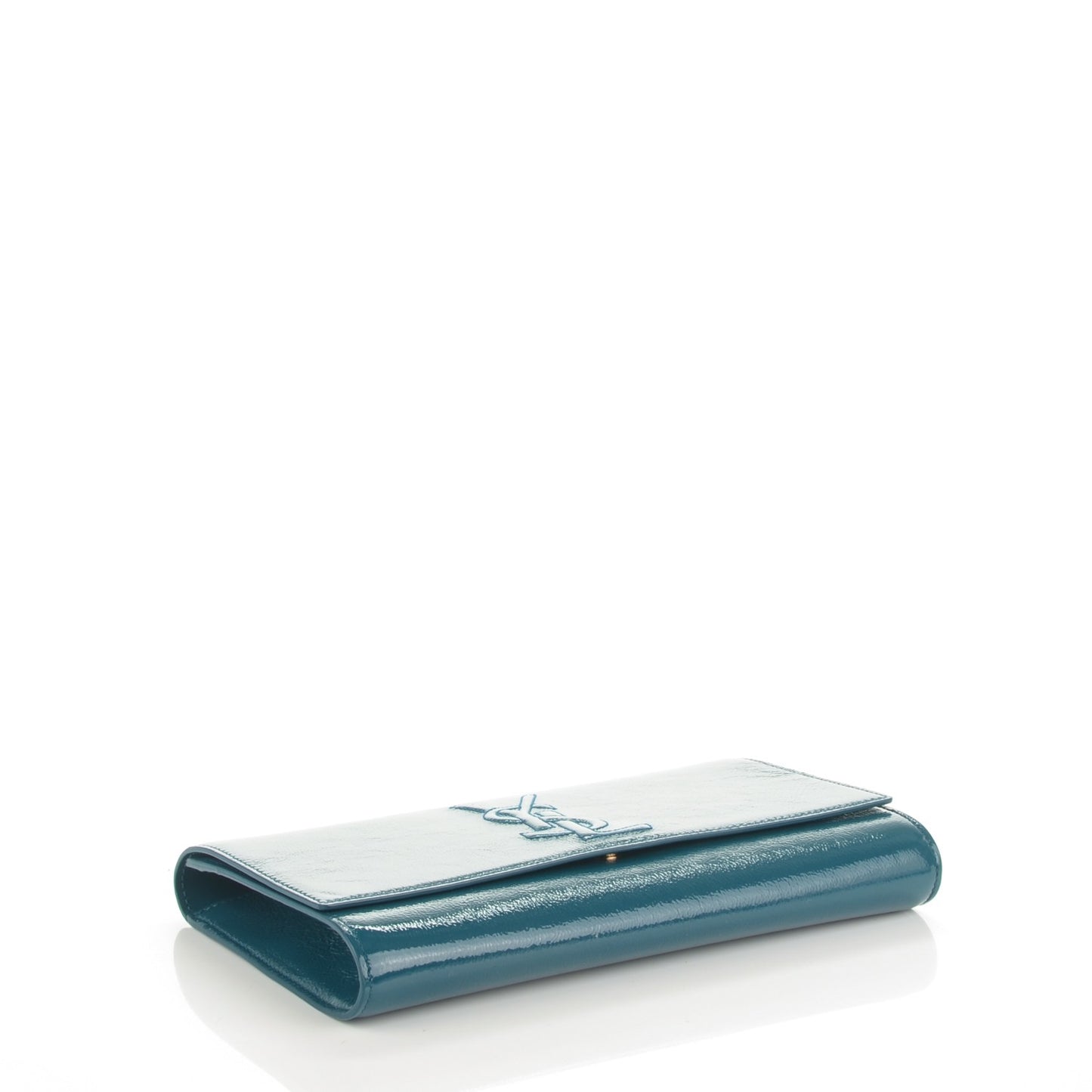 Textured Patent Monogram Large Belle de Jour Clutch Turquoise