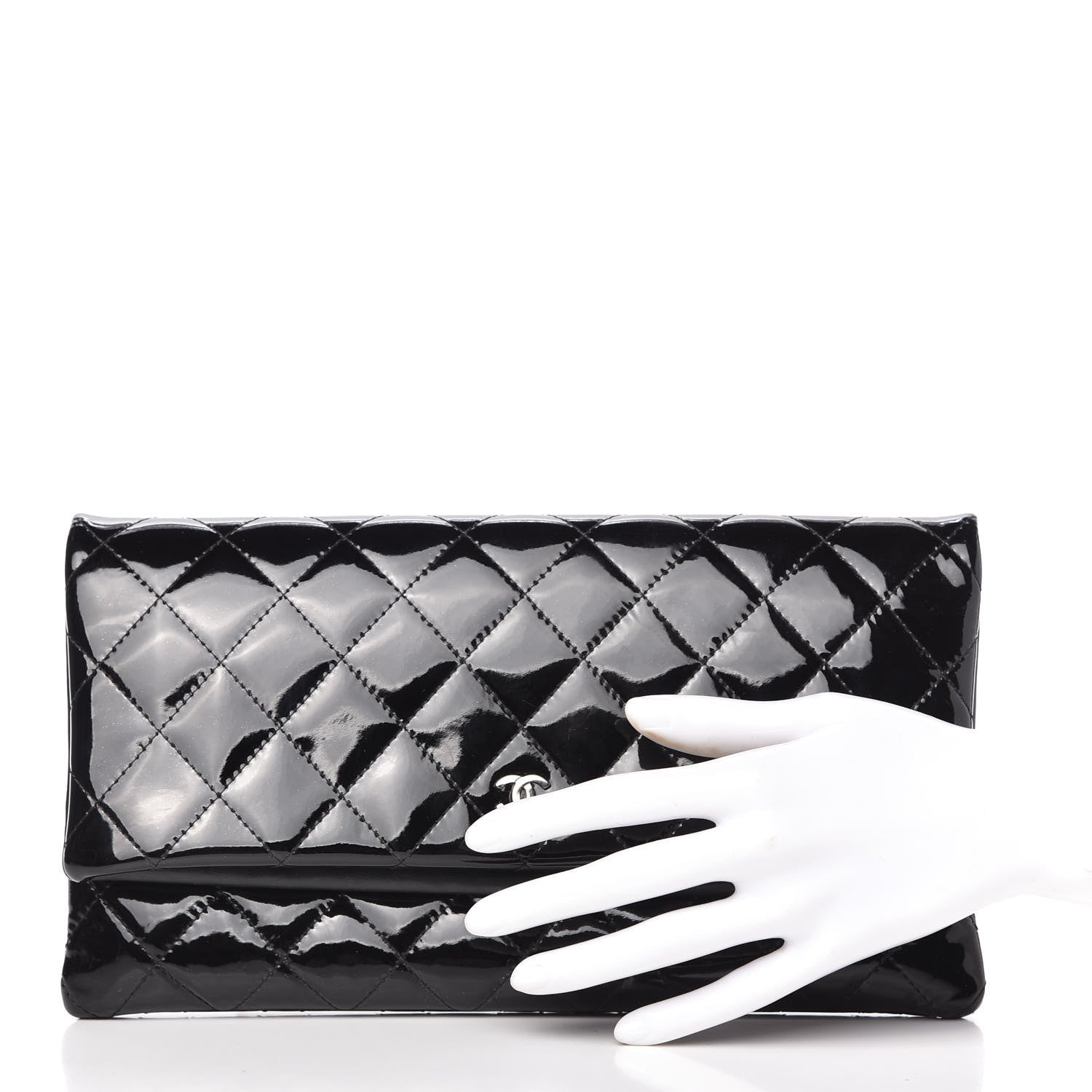 Chanel Patent Calfskin Quilted Beauty CC Clutch Black 2 of 11