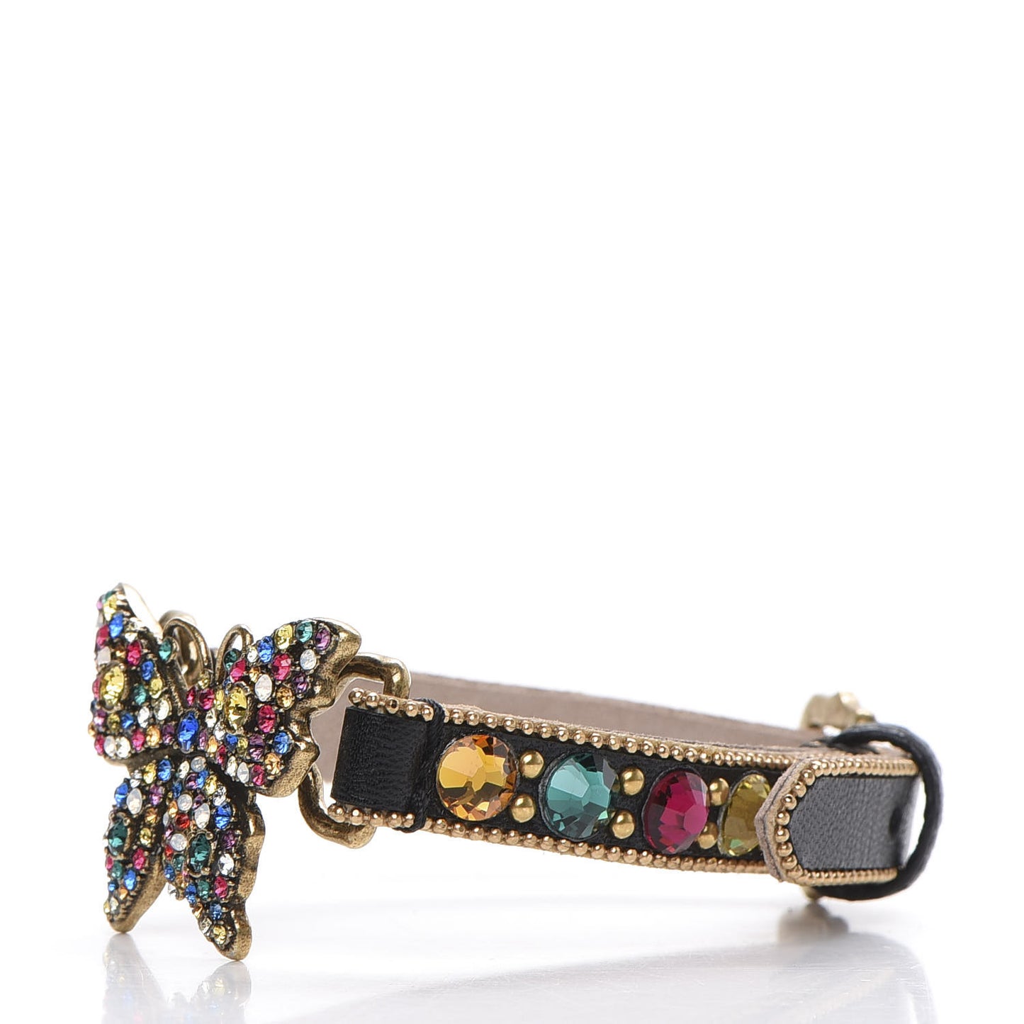 Calfskin Crystal Butterfly Bracelet Multicolor