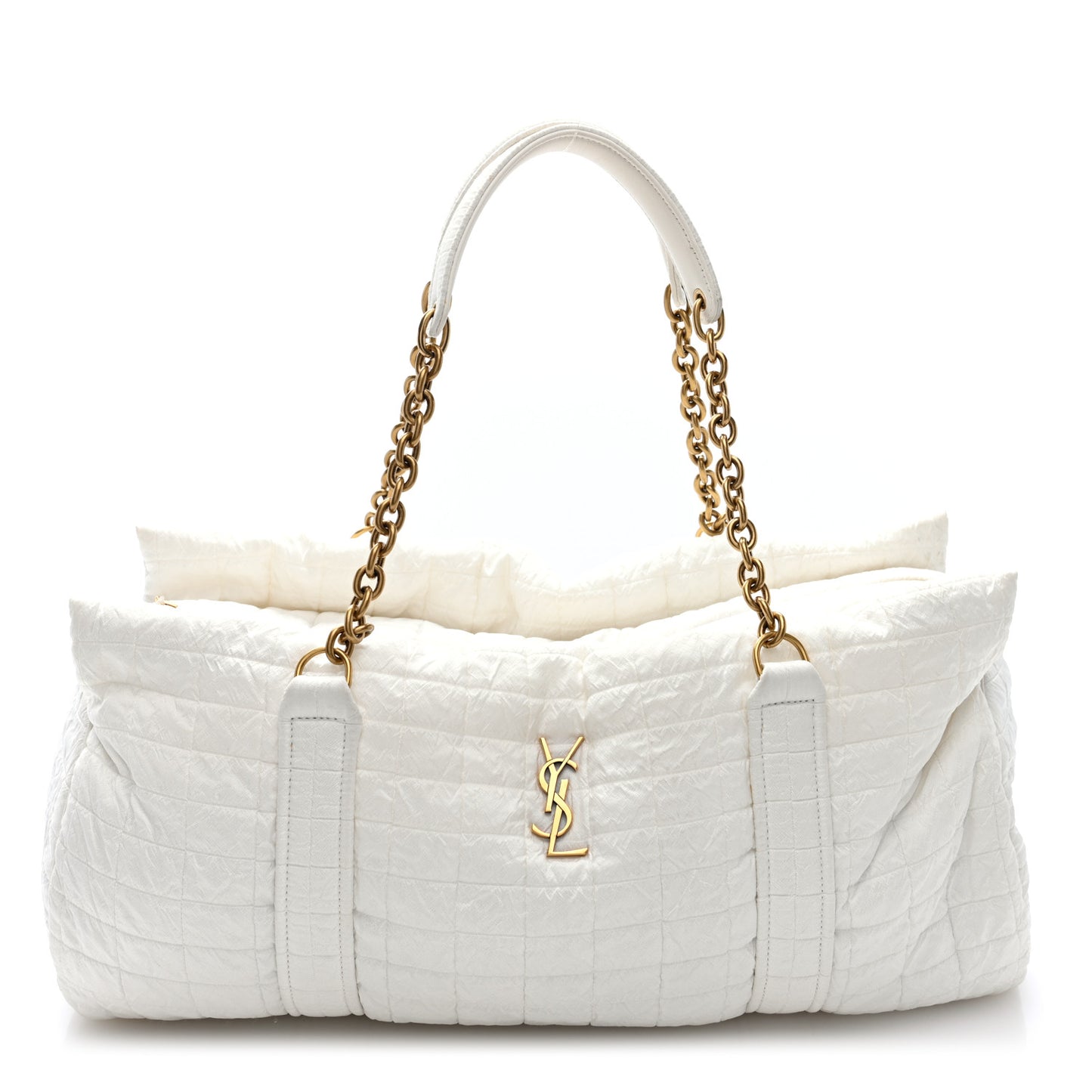 Nylon Gloria Quilted Travel Bag Milky White
