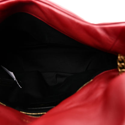 Saint Laurent Lambskin Quilted Medium Loulou Puffer Monogram Chain Satchel Opyum Red 5 of 10