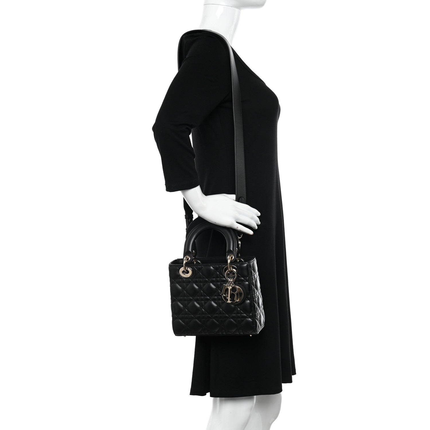 Christian Dior Lambskin Cannage Small My ABCDior Lady Dior Black 2 of 12