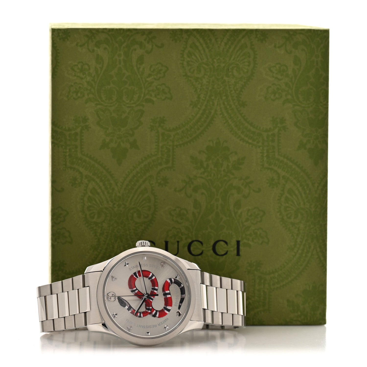 Gucci Stainless Steel 38mm G-Timeless Snake Quartz Watch 5 of 5