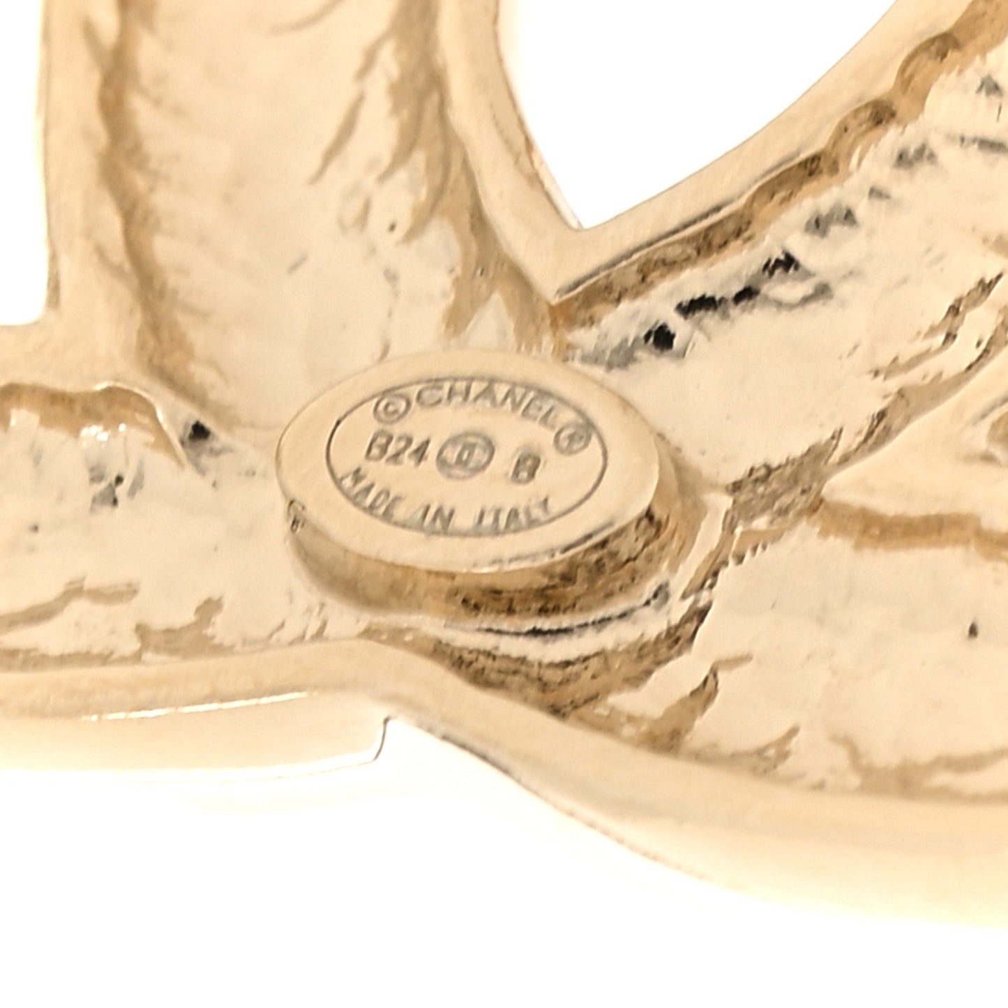 Metal Crystal CC Earrings Gold