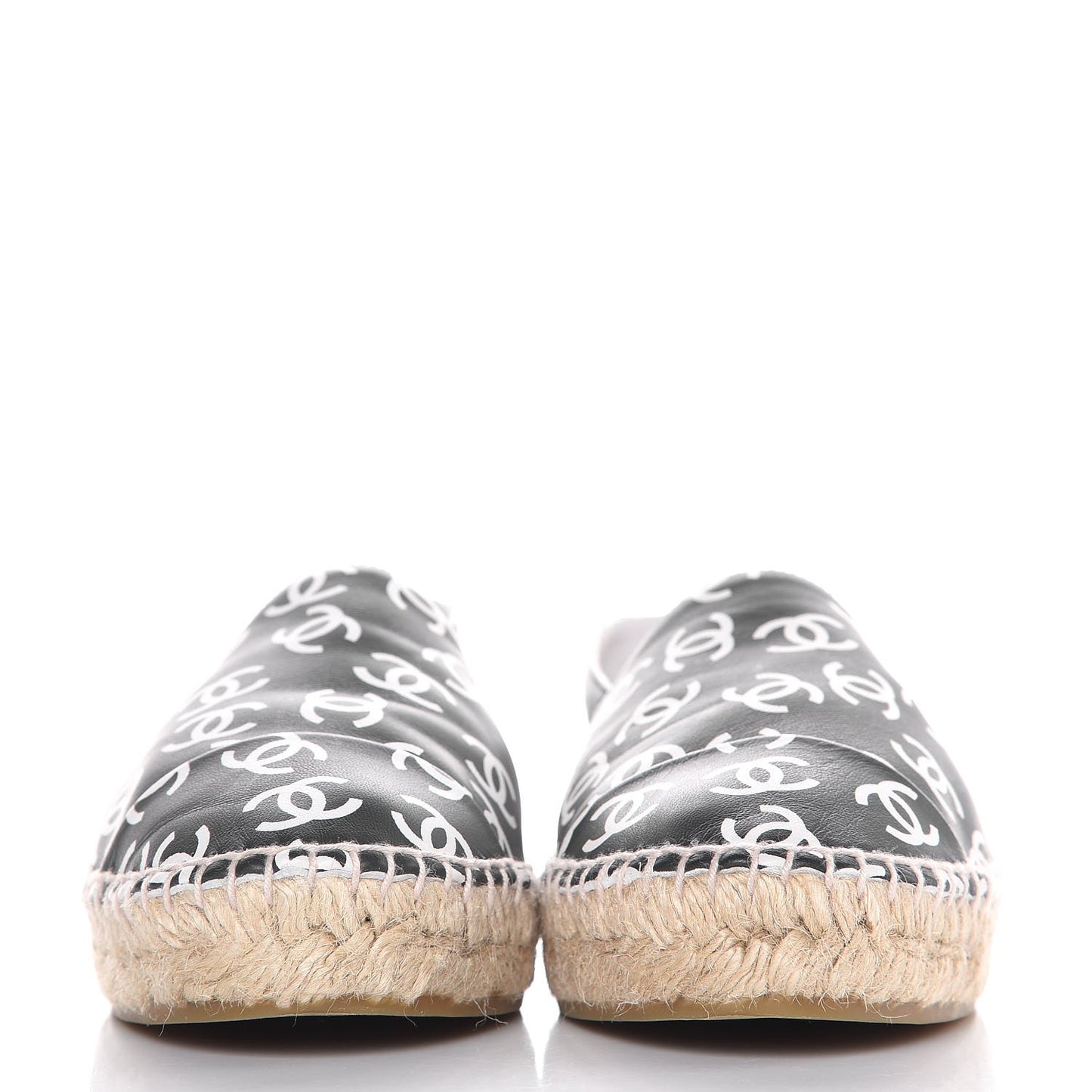 Lambskin Printed CC Espadrilles 38 Black White