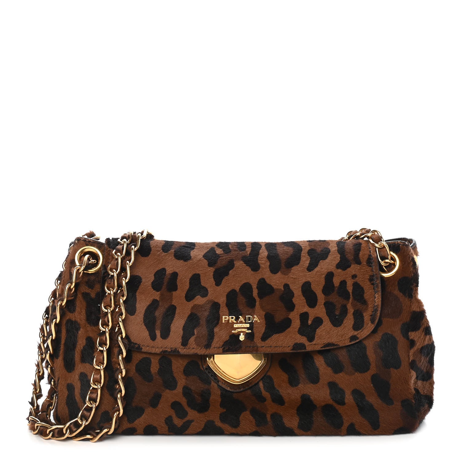 Prada Cavallino Leopard Print Shoulder Bag Cammello 1 of 11