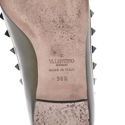 Valentino Garavani Nappa Rockstud Cage Ballerina Flats 36.5 Army Green Light Ivory 7 of 10