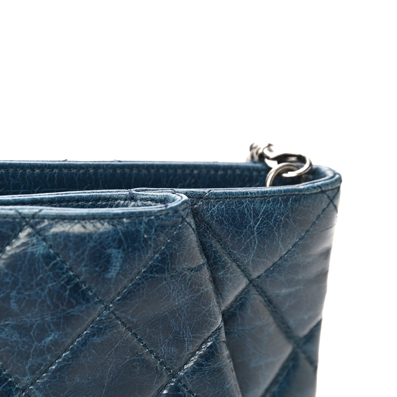 Chanel Aged Calfskin Quilted Zip Clutch Blue 13 of 24