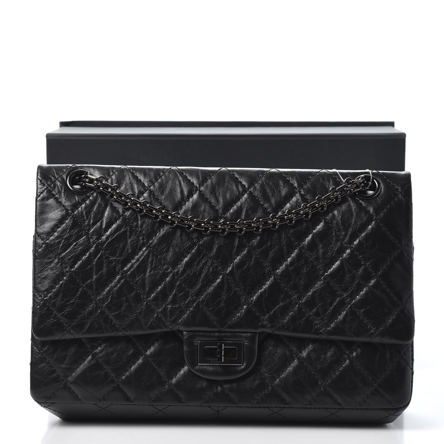Aged Calfskin Quilted 2.55 Reissue 226 Flap So Black