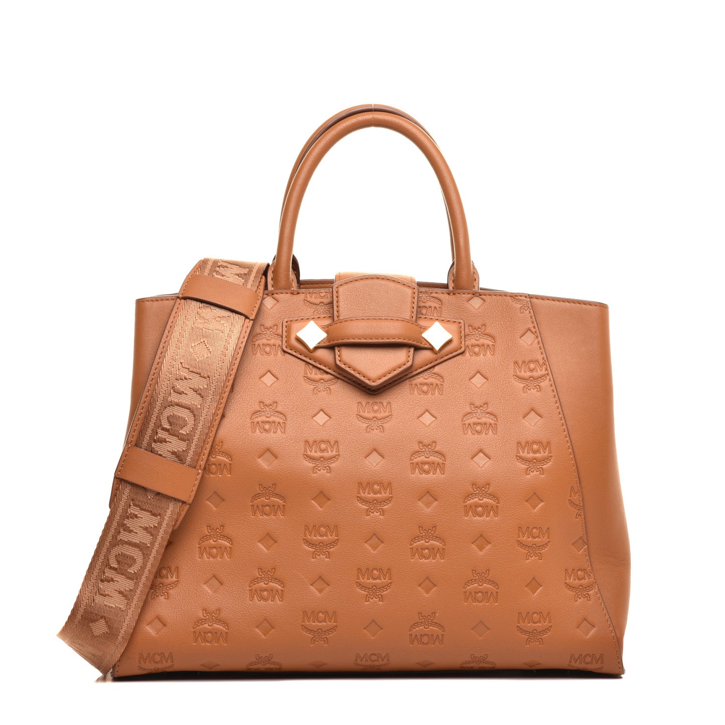 Calfskin Ottomar Monogram Medium Essential Tote Cognac