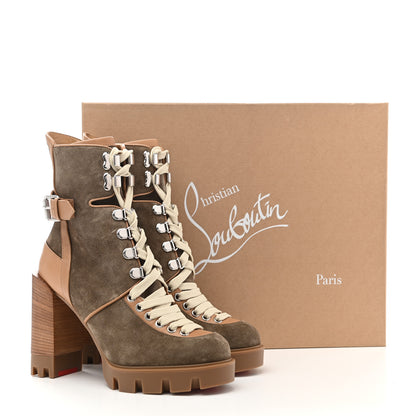 Christian Louboutin Suede Calfskin Macademia 100 Biker Platform Boots 36 Silex Light Cuir Dark Beige 11 of 11