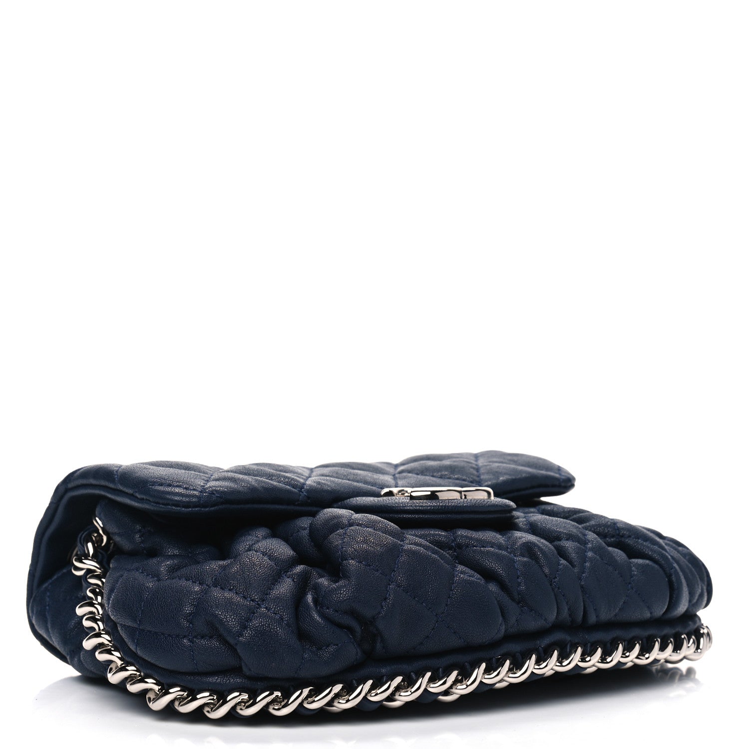 Chanel Washed Lambskin Quilted Mini Chain Around Flap Navy Blue 3 of 4