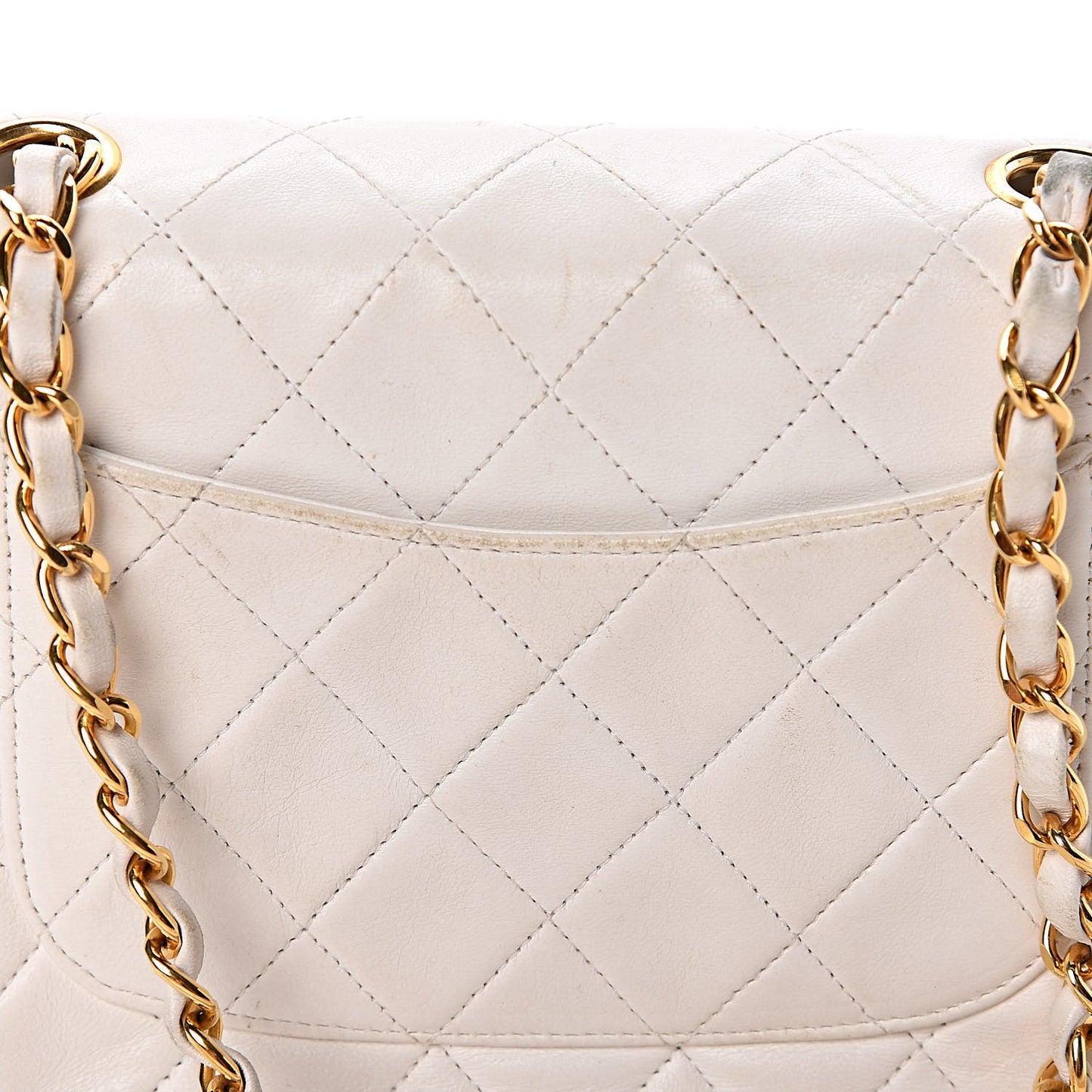 Lambskin Quilted Mini Square Flap White