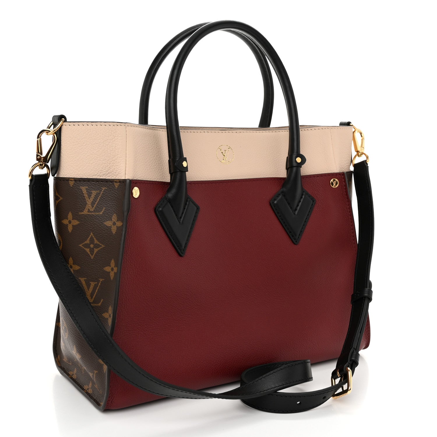 Louis Vuitton Calfskin Monogram On My Side MM Burgundy 3 of 10
