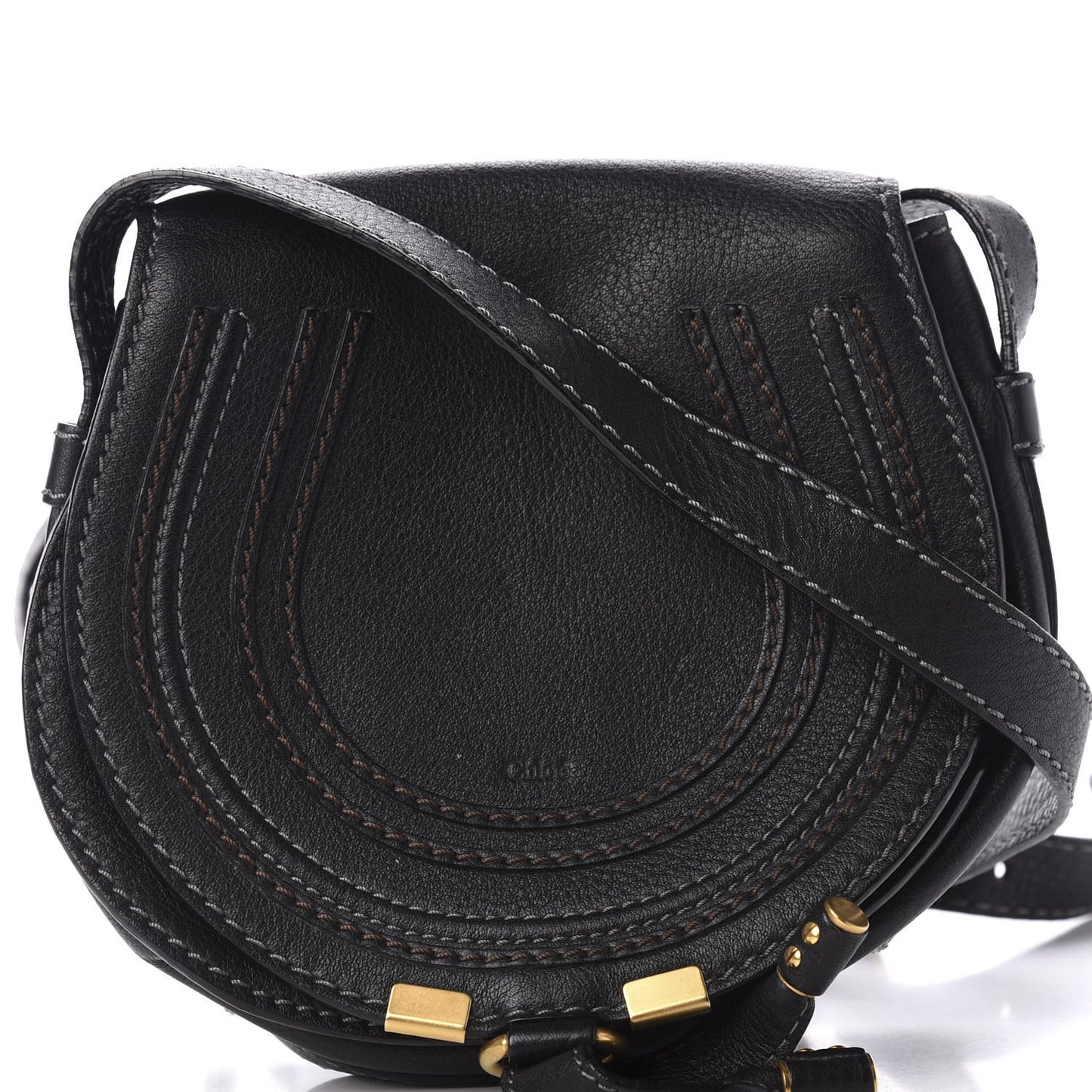 Calfskin Mini Marcie Round Crossbody Bag Black