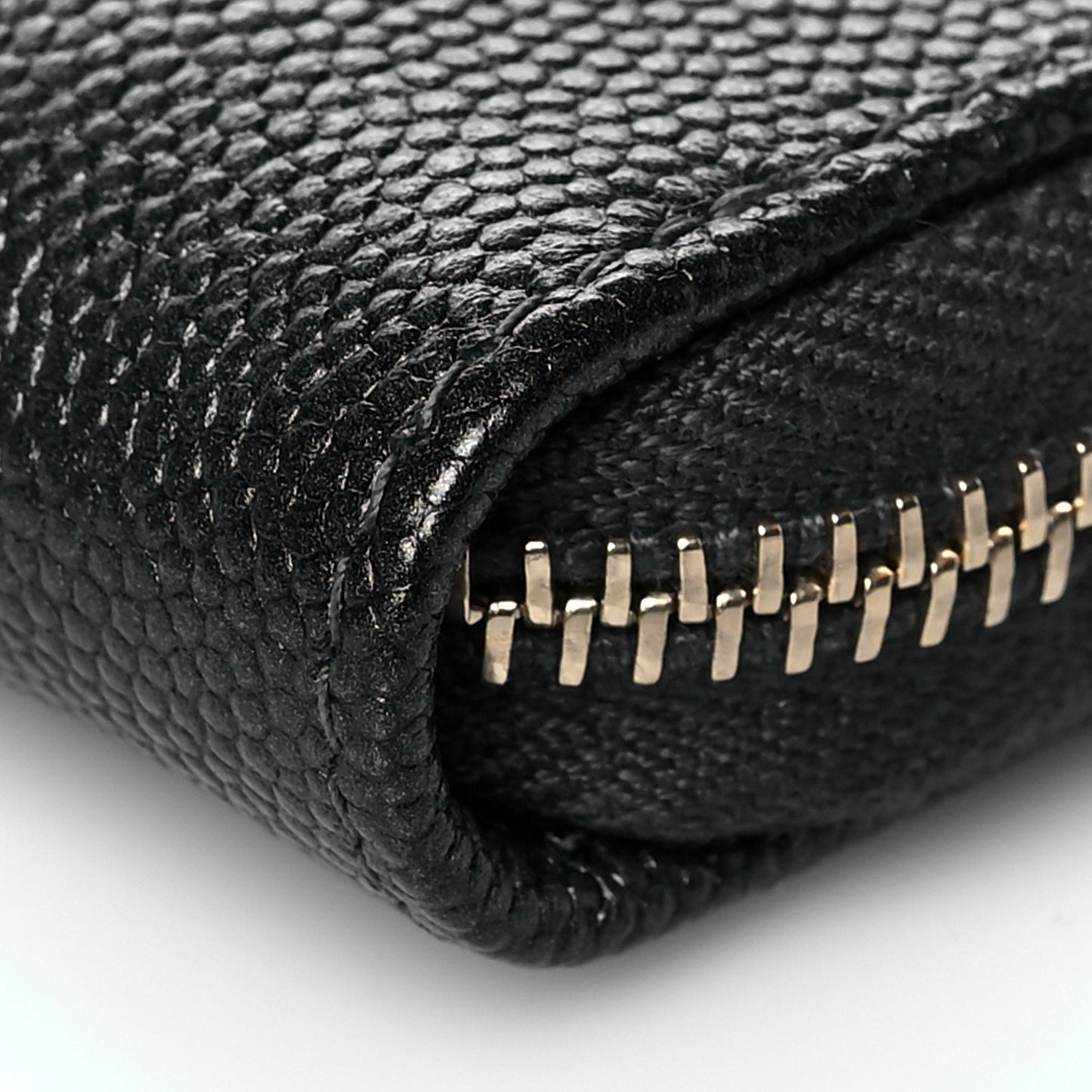 Metallic Caviar Chevron Quilted Vintage Mademoiselle Zip Coin Purse Black