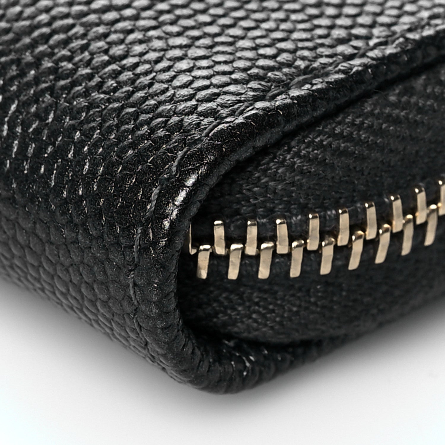 Chanel Metallic Caviar Chevron Quilted Vintage Mademoiselle Zip Coin Purse Black 10 of 10