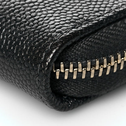 Chanel Metallic Caviar Chevron Quilted Vintage Mademoiselle Zip Coin Purse Black 10 of 10