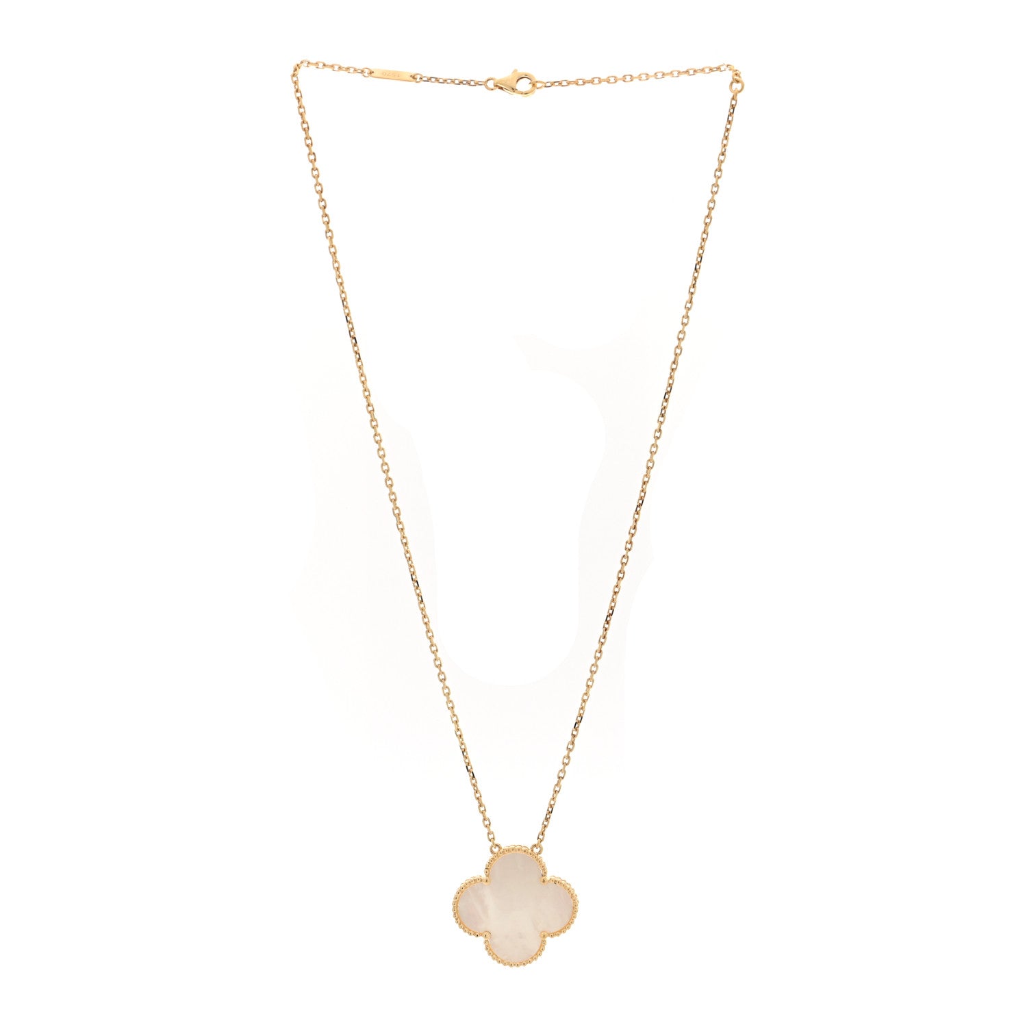 Van Cleef & Arpels 18K Yellow Gold Mother of Pearl Magic Alhambra Pendant Necklace 3 of 4