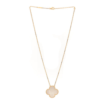 Van Cleef & Arpels 18K Yellow Gold Mother of Pearl Magic Alhambra Pendant Necklace 3 of 4