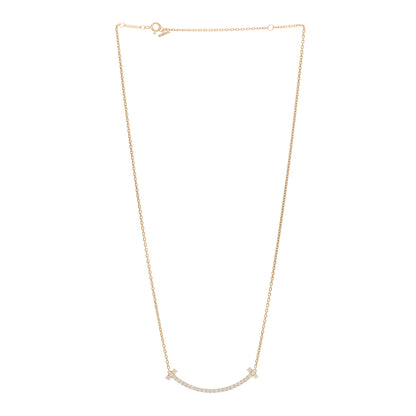 Tiffany 18K Yellow Gold Diamond Medium T Smile Pendant Necklace 3 of 6