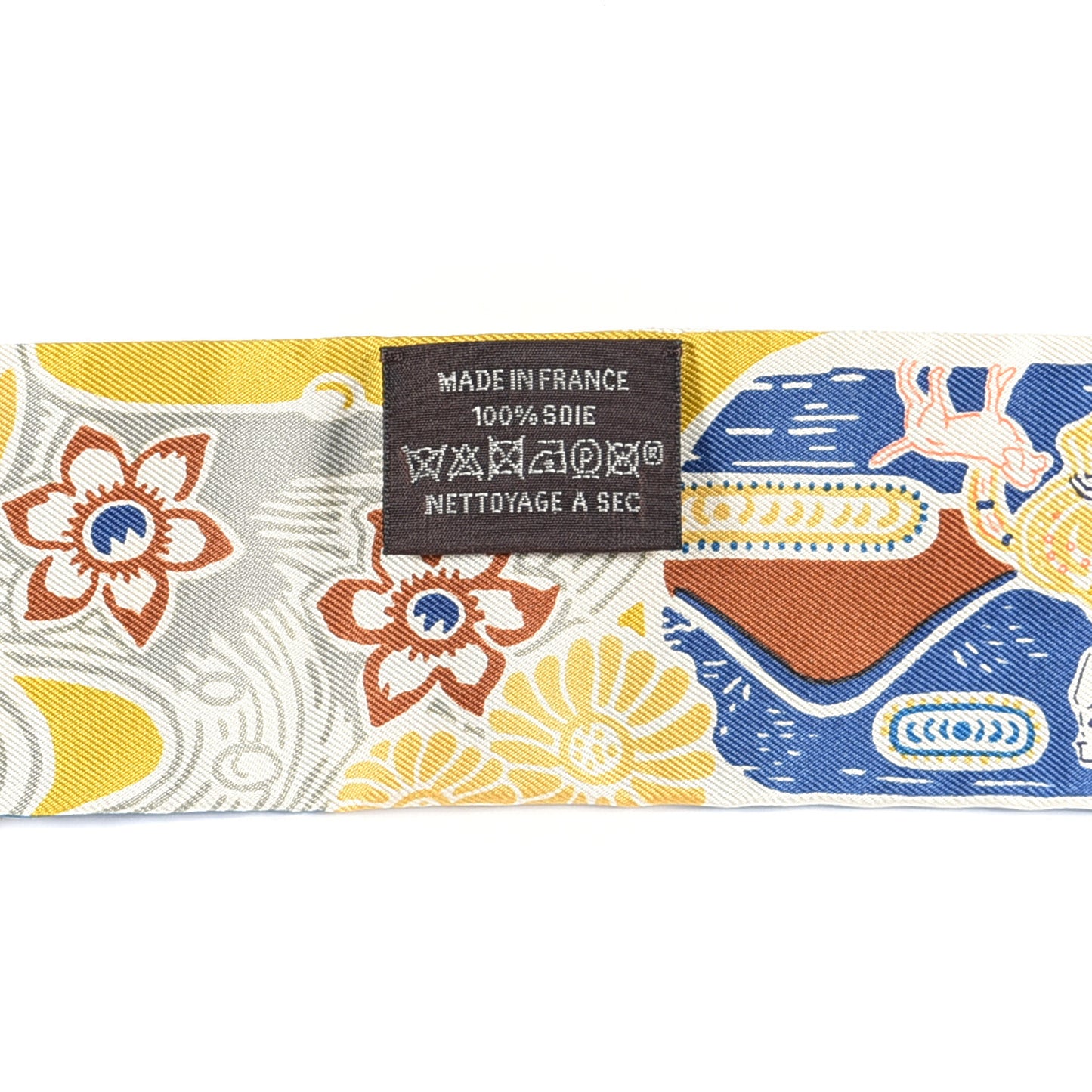 Silk Bingata Twilly Moutarde Bleu Brun