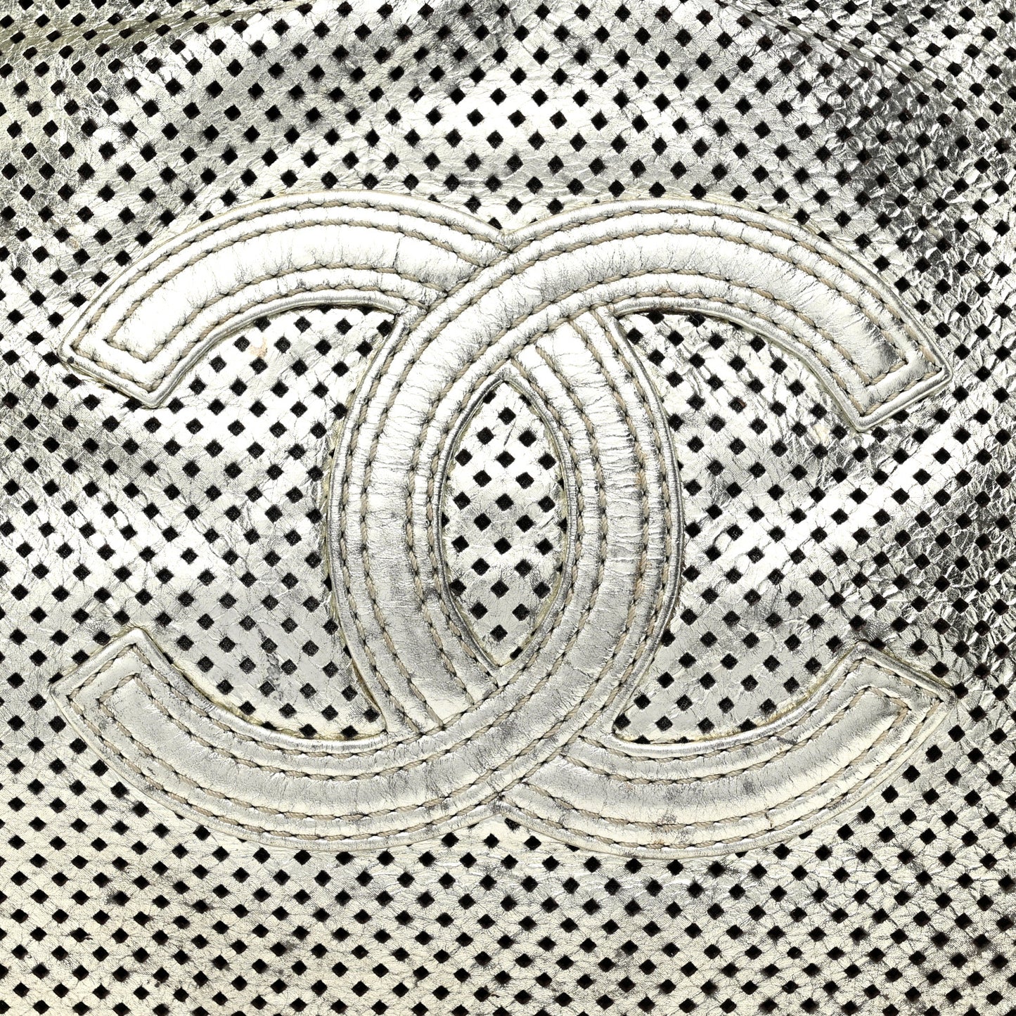 Metallic Glazed Calfskin Perforated Rodeo Drive Hobo Silver