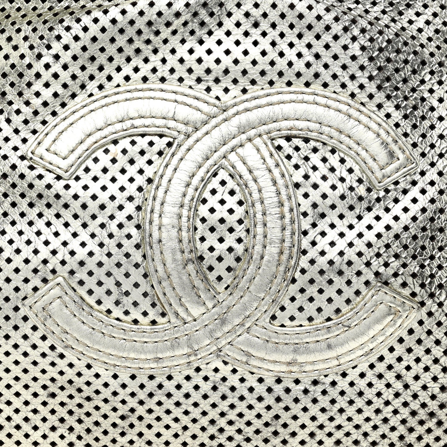 Chanel Metallic Glazed Calfskin Perforated Rodeo Drive Hobo Silver 8 of 10
