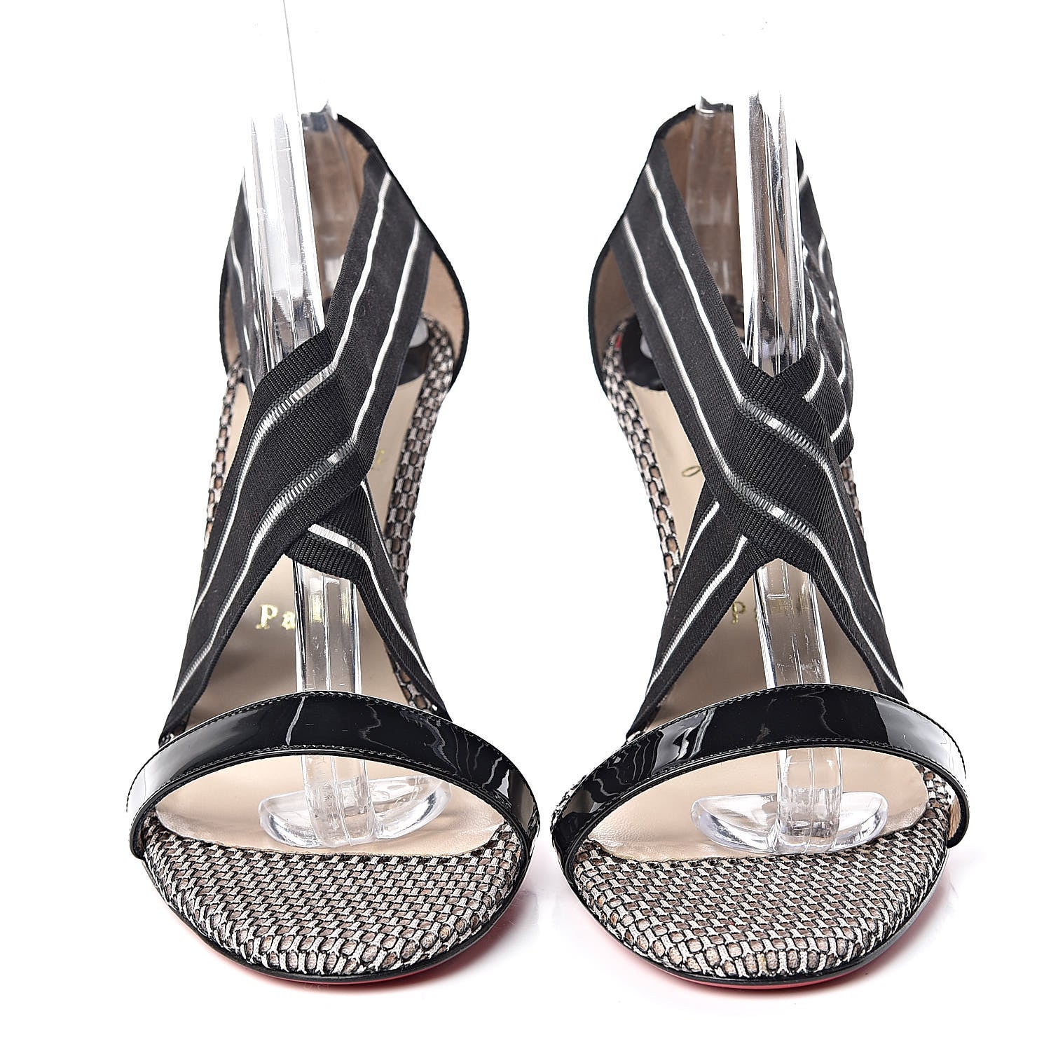 Christian Louboutin Veau Velours Patent Isibee Elastagram 85 Sandals 39.5 Version Black 2 of 9