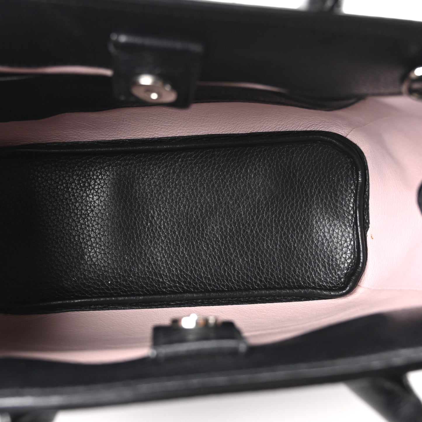 Grained Calfskin Small Open Bar Tote Black