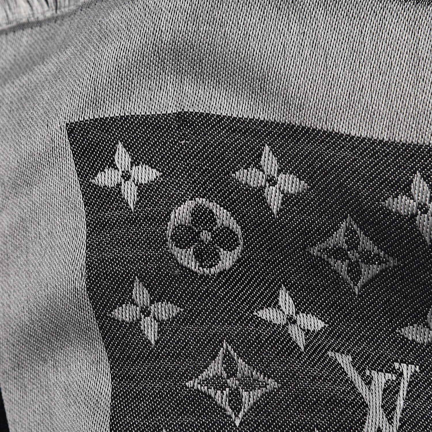 Louis Vuitton Wool Silk Monogram Denim Shawl Black 5 of 6