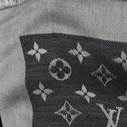 Louis Vuitton Wool Silk Monogram Denim Shawl Black 5 of 6